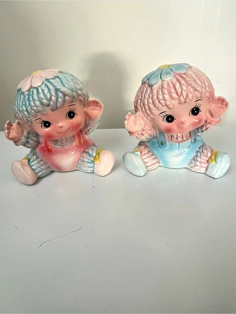 Pink & Blue Ceramic Character Planter Set